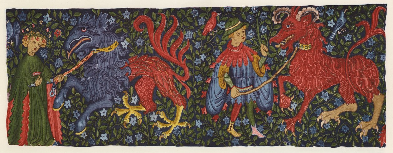Tapeçaria com criaturas míticas de German School