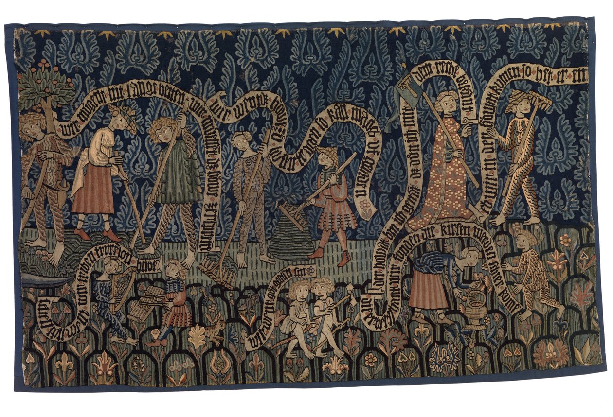 Tapeçaria ilustrando o mês de julho, c.1400-25 (lã e linho) de German School