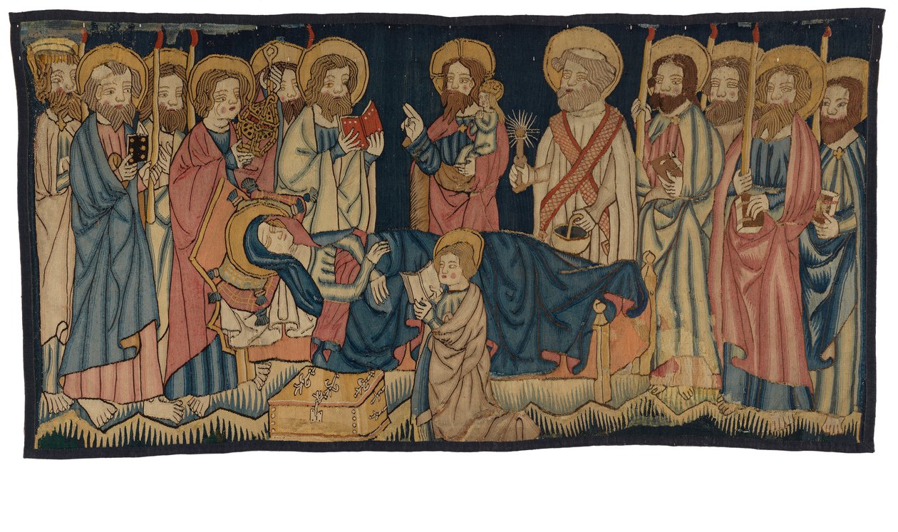 Painel de tapeçaria representando a Morte da Virgem, da Renânia Média, possivelmente Trier, meados do século XV (lã) de German School