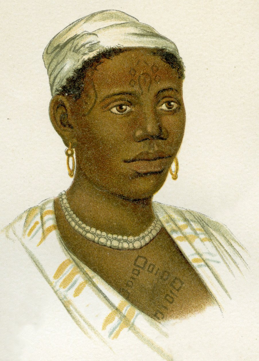 Mulher africana tatuada, 1894 de German School