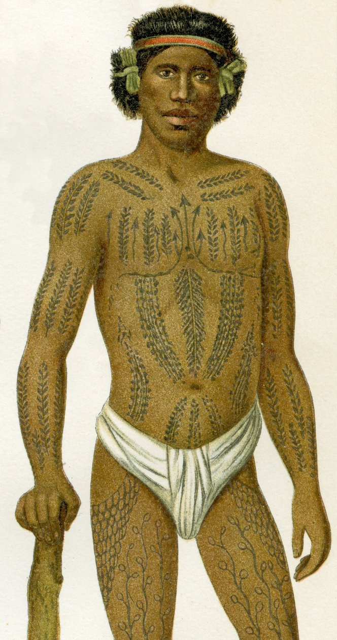Homem tatuado das Ilhas Carolinas, 1894 de German School