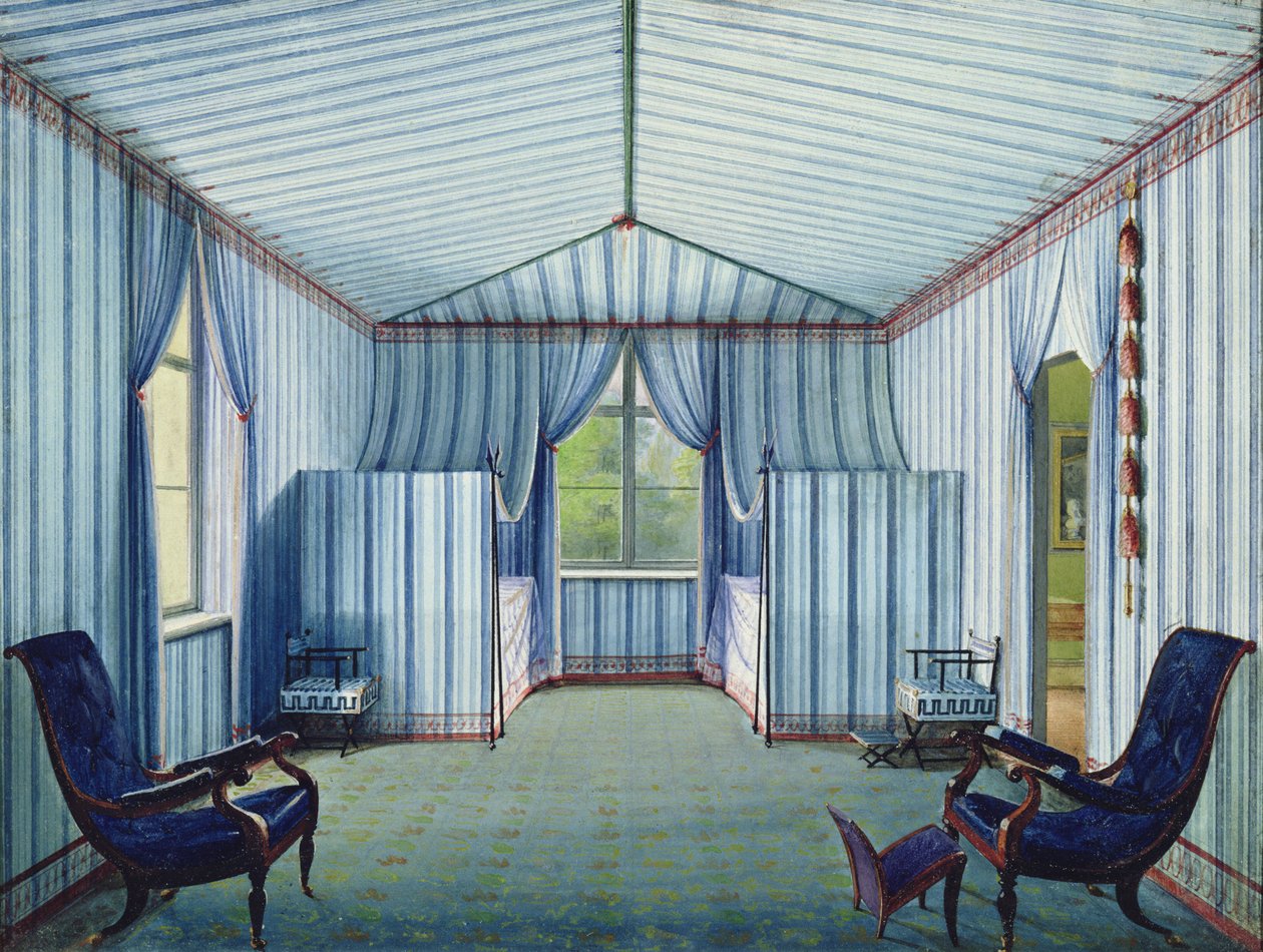 Sala da Tenda, depois de 1830 (caneta e tinta e wc no papel) de German School