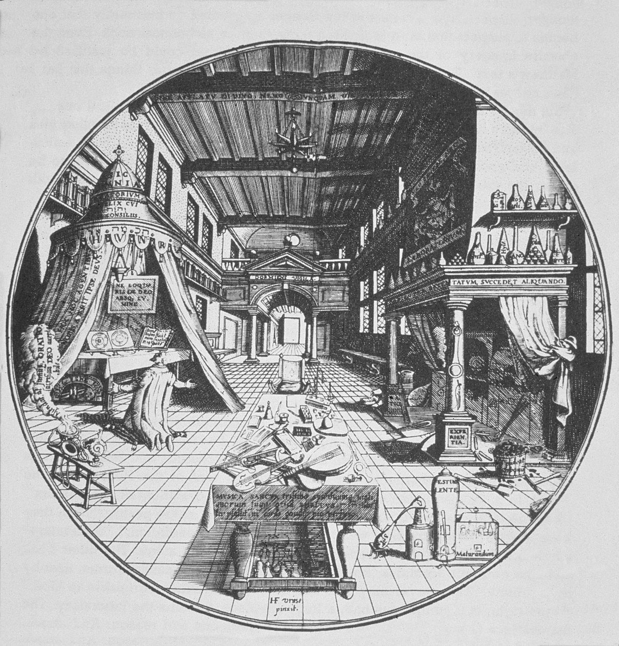 O Alquimista em seu Laboratório, de Amphitheatrum Aeternae Sapientiae de Heinrich Kunrath (1609) ilustrou em uma história da magia publicada no final do século XIX de German School