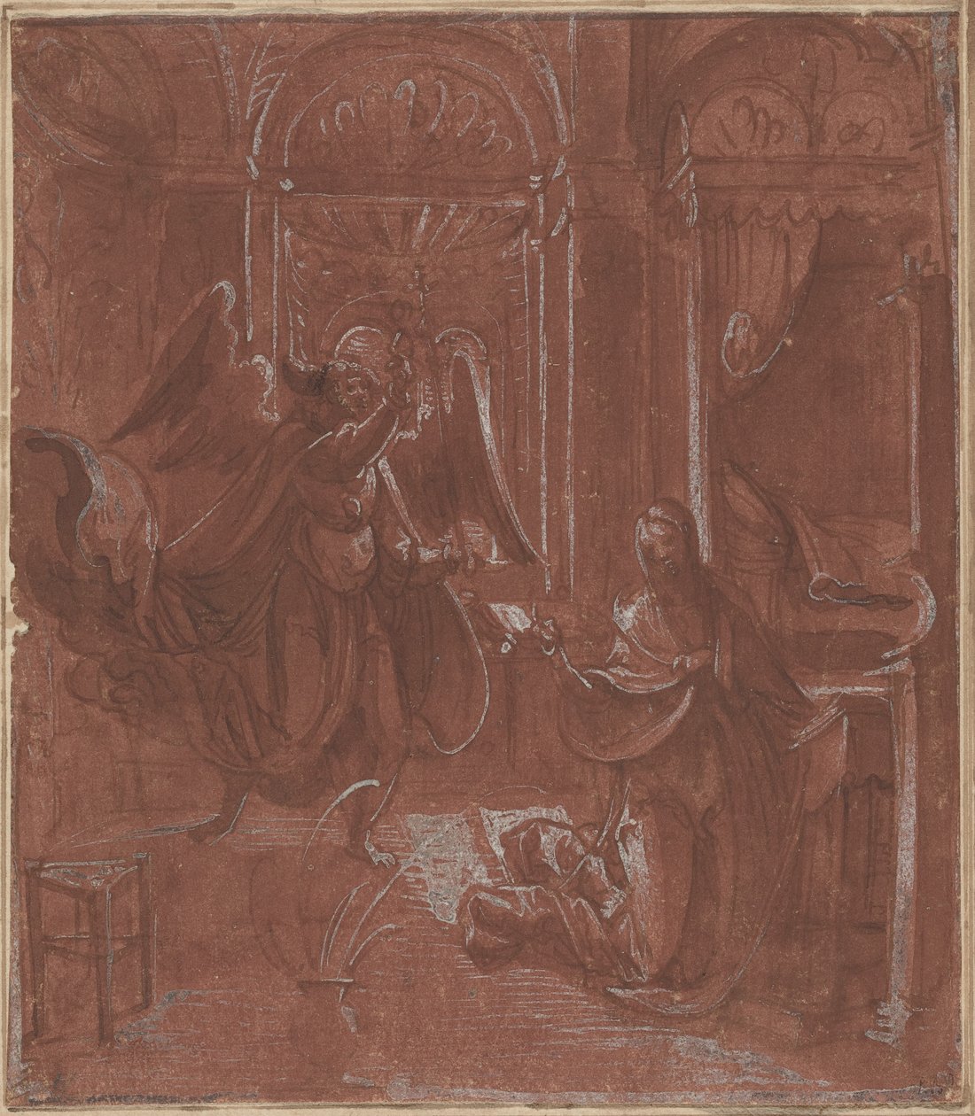 A Anunciação, c.1520 (pena e tinta) de German School