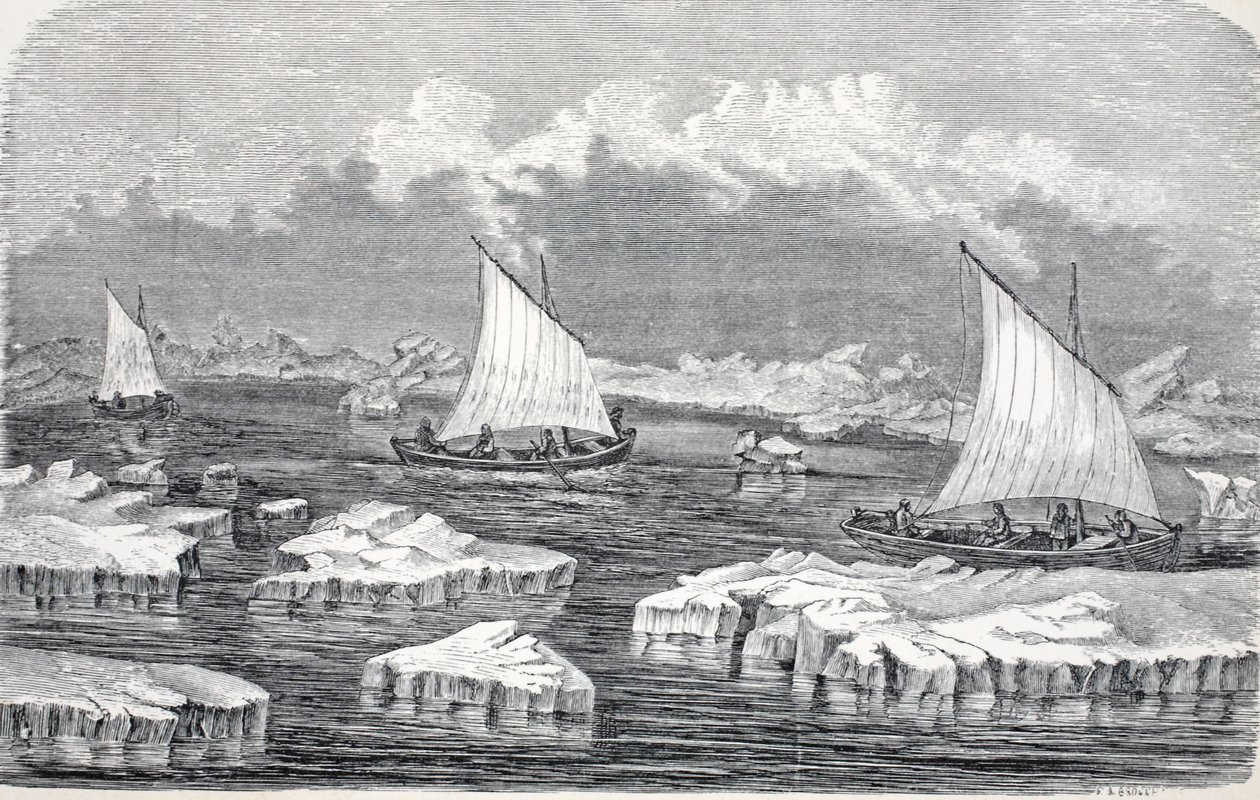 Os barcos sob vela, pub. Londres 1874 de German School