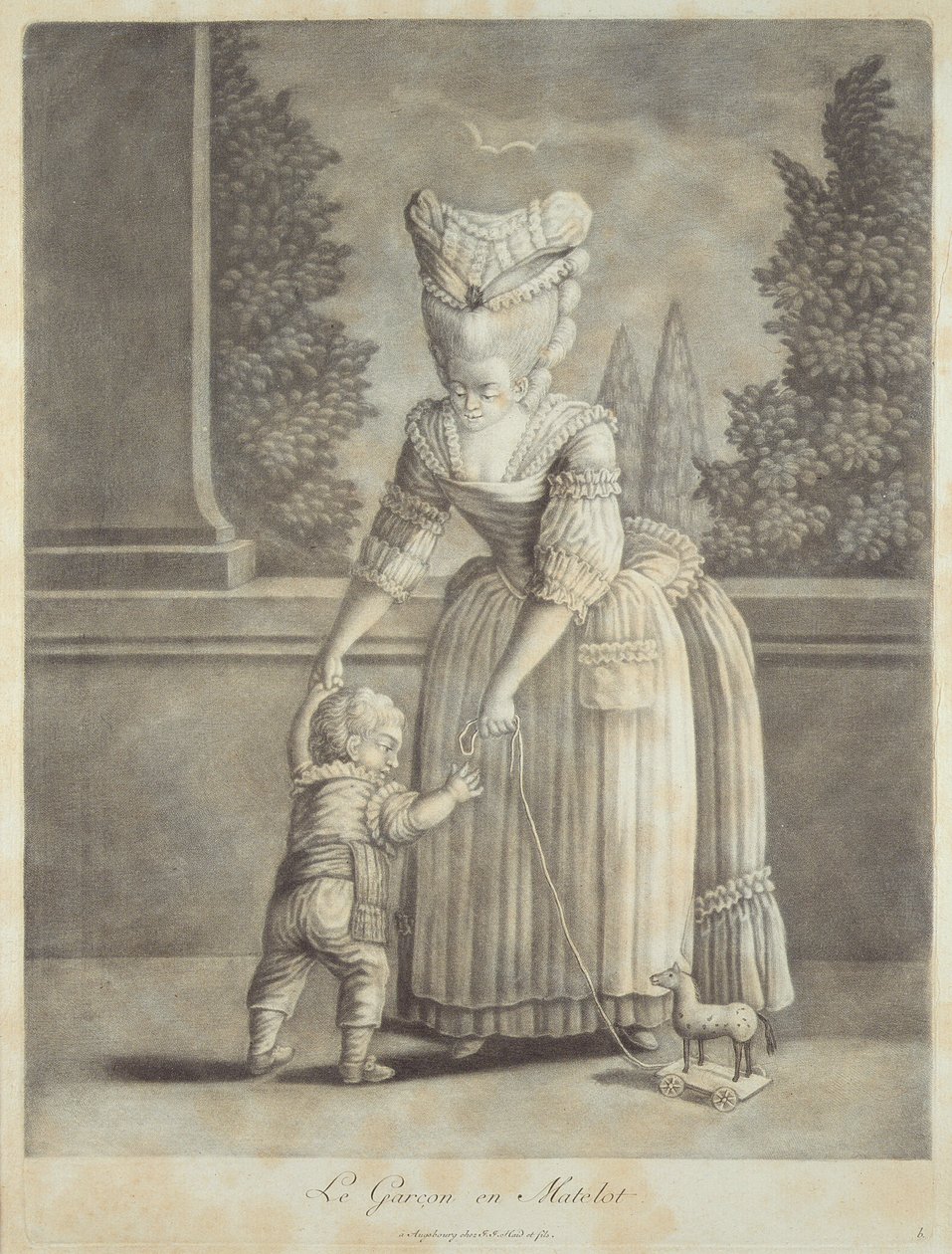 O Menino do Terno de Marinheiro, publicado por Johann Jakob Haid (1704-1767) Augsburg (mezzotint) de German School