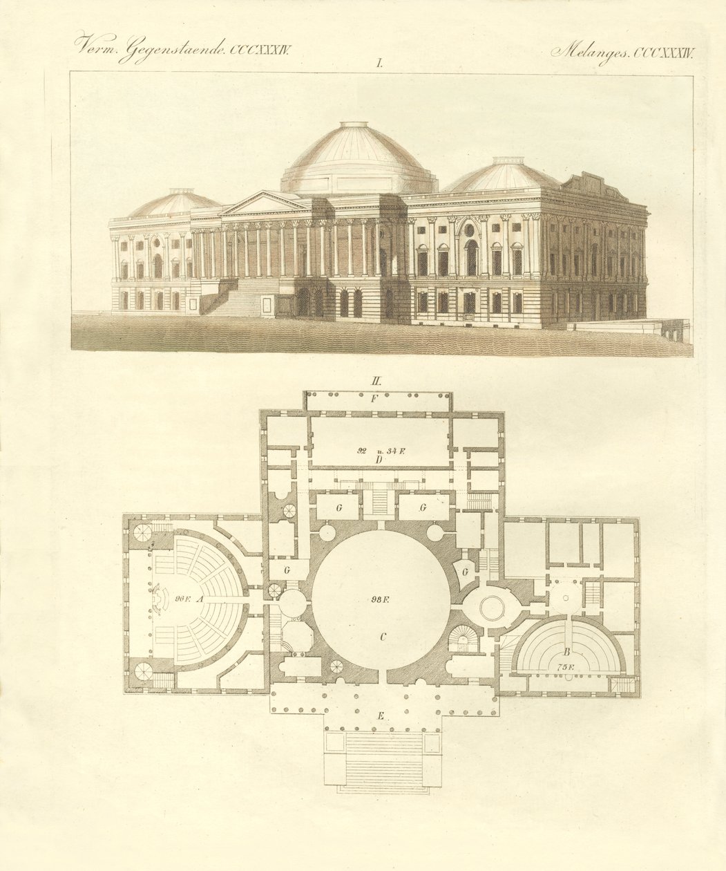O Capitólio dos Estados Unidos em Washington (gravura colorida) de German School