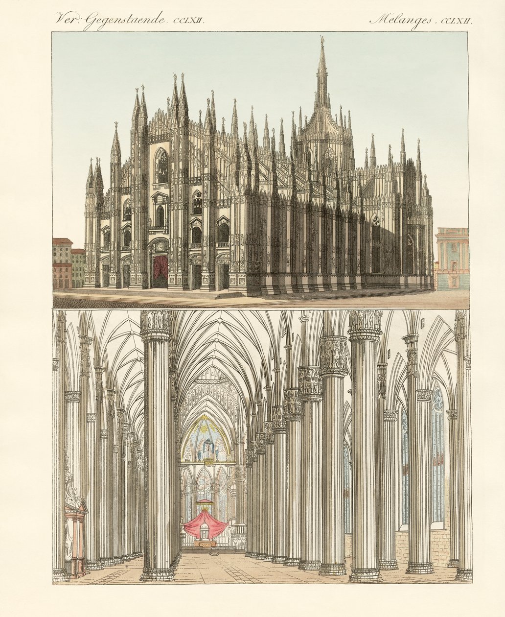 A Catedral de Milão (gravura a cores) de German School