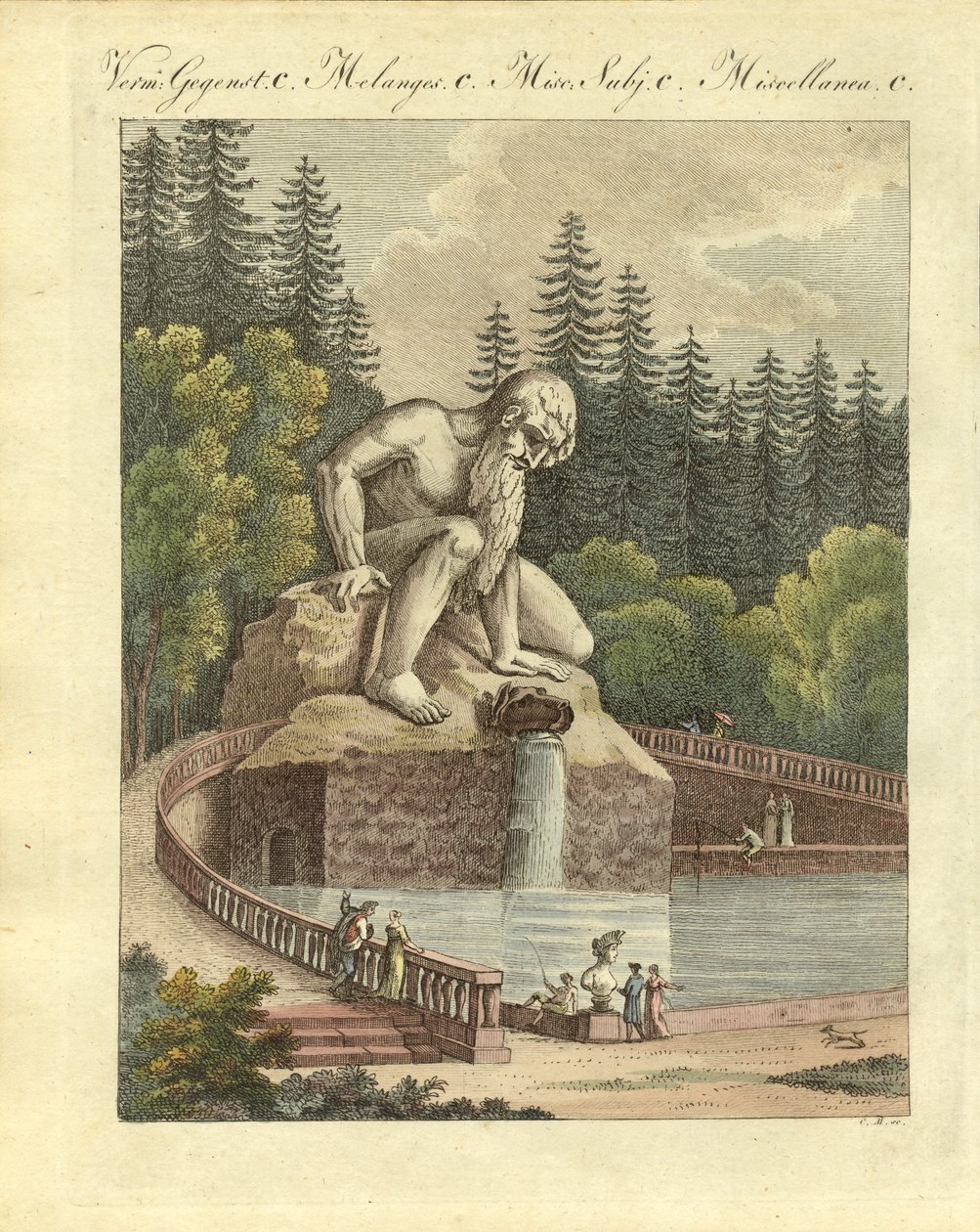 O Colosso no jardim do Palácio Pratolino, perto de Florença (gravura colorida) de German School