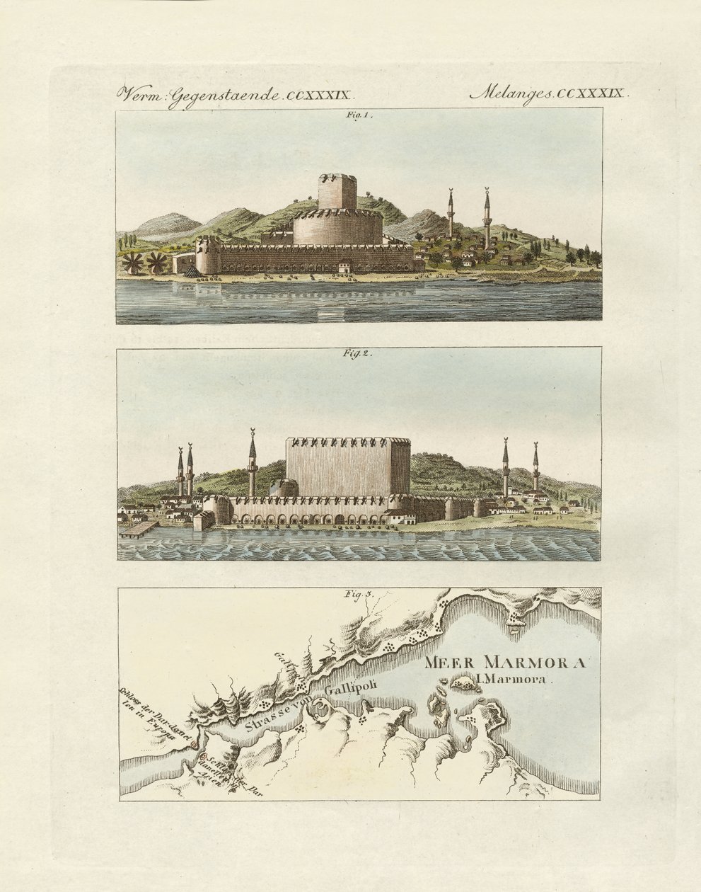 As Dardanelles (gravura colorida) de German School