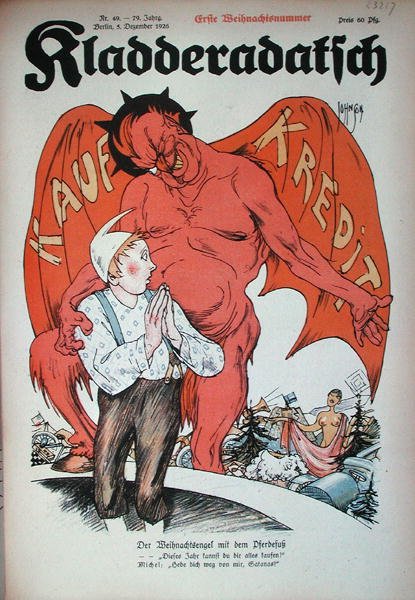 "O Demônio do Crédito", caricatura da revista "Kladderadatsch", Berlim de German School