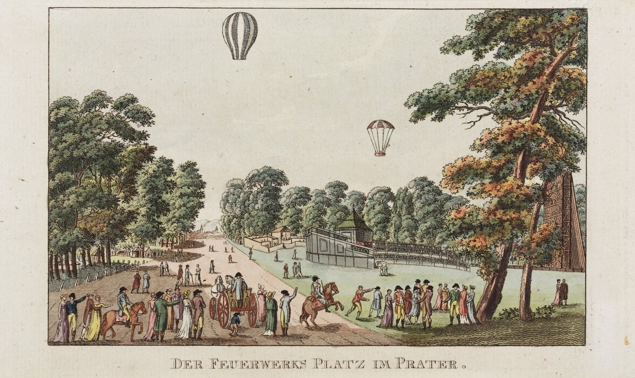 O lugar dos fogos de artifício, Prater, c.1802 de German School