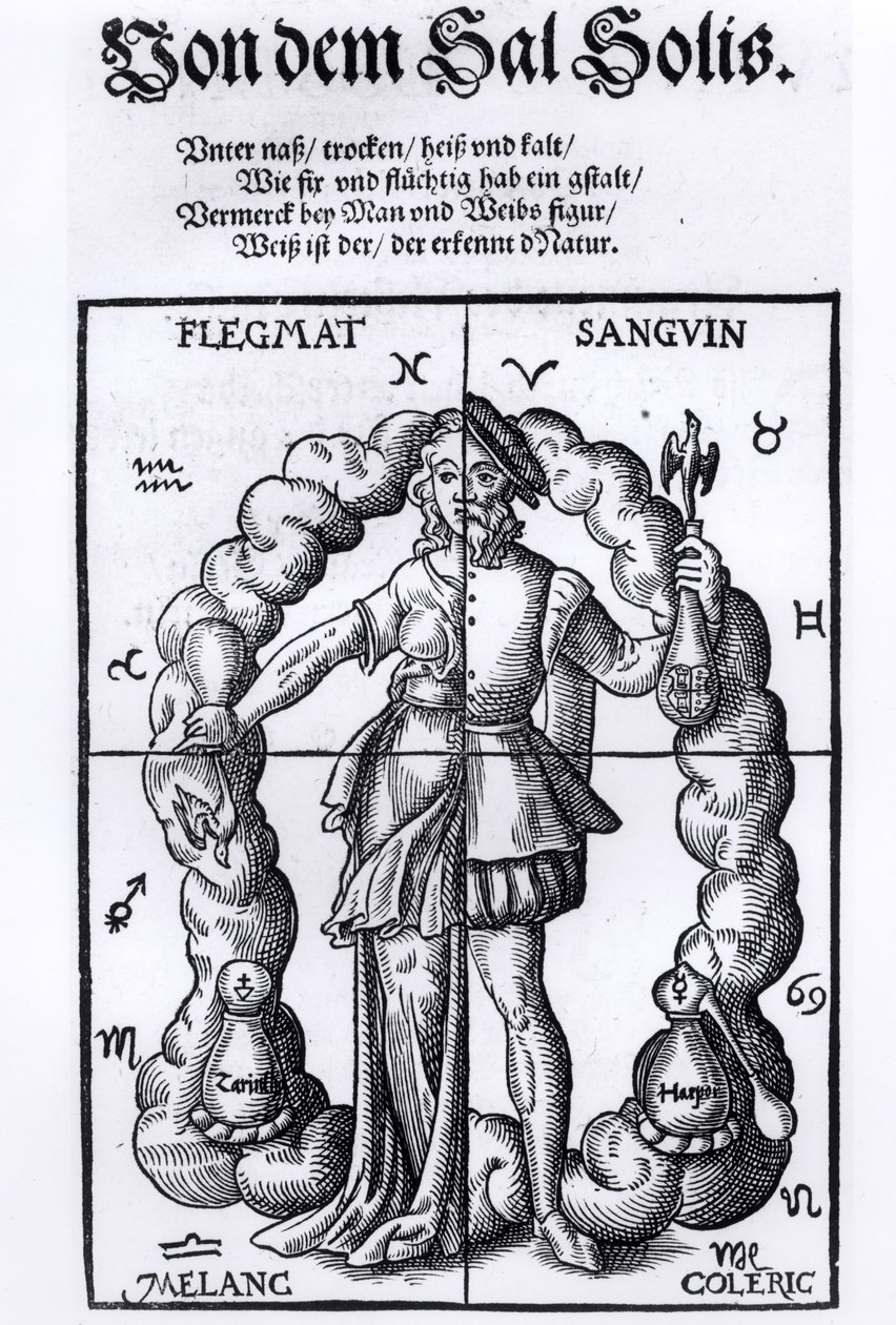 Os Quatro Humores, da Quinta Essentia de Leonhart Thurneisser zun Thurn (1531-956) publicado em Leipzig, 1574 de German School