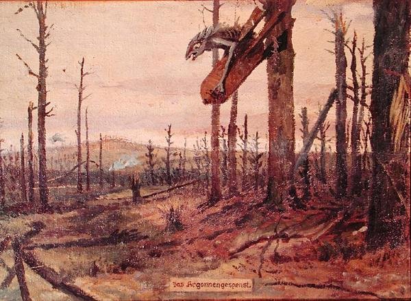 The Ghost of the Argonne Forests, c.1914-18 (óleo sobre tela) de German School