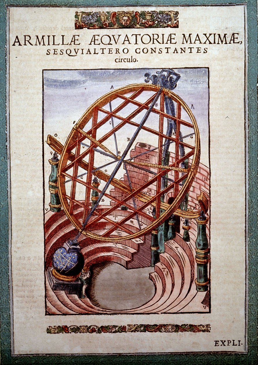 O Grande Armil Equatorial em "Astronomiae instituatae machanicia" de Tycho Brahe (1546 - 1601), Wandsbeck de German School