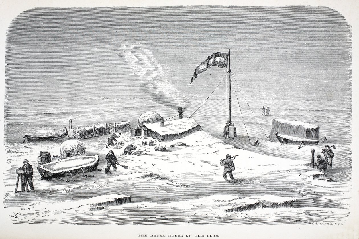 A Casa Hansa no Floe, pub. Londres 1874 de German School