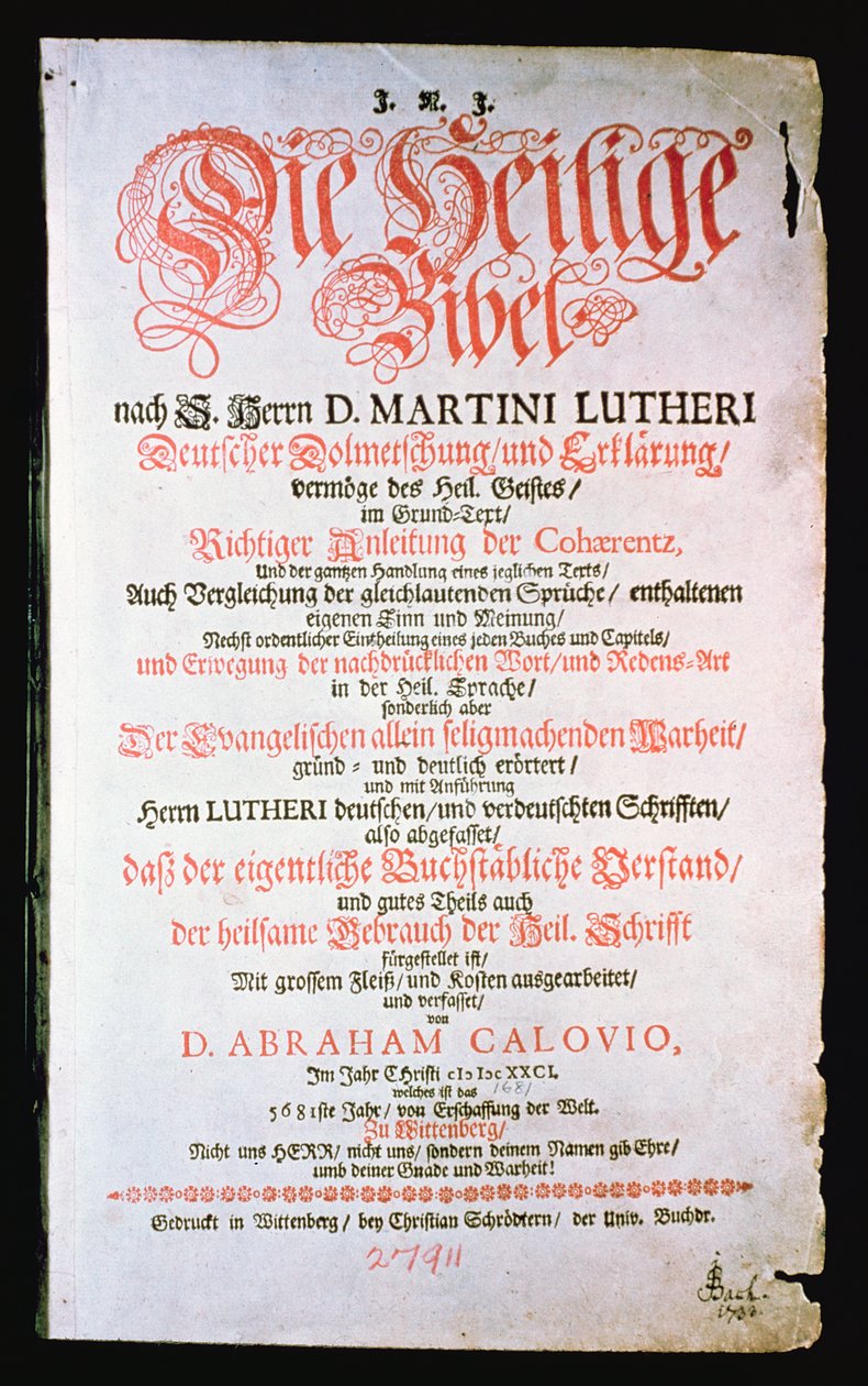 A Bíblia Sagrada, vol. I. 1681 de German School
