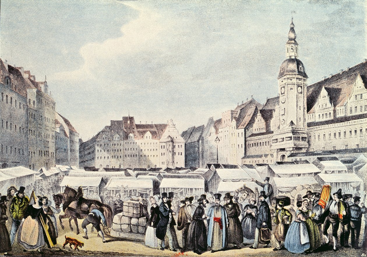 A Feira de Leipzig em 1830 de German School