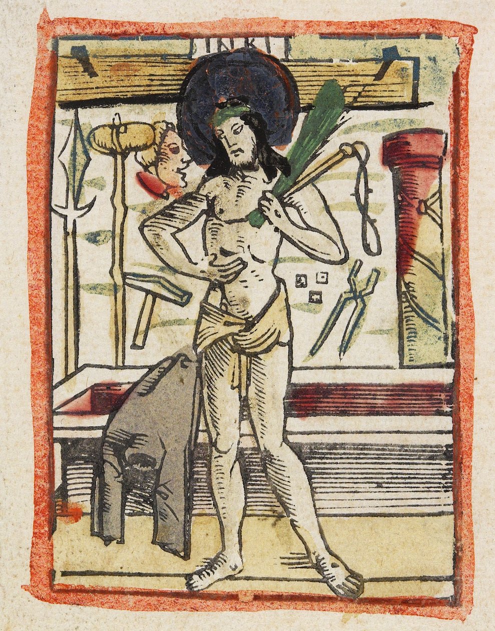 O Homem das Dores, c.1480-1490 (xilogravura colorida à mão) de German School