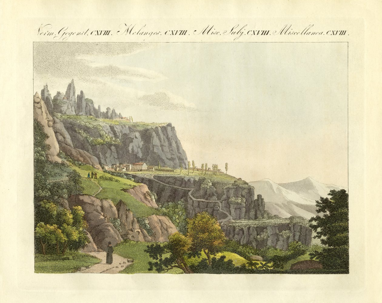 O Montserrat em Espanha (gravura a cores) de German School