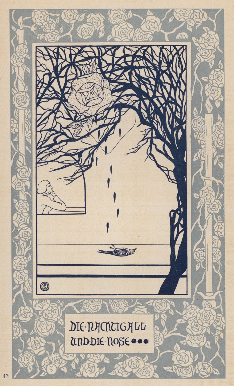 O Rouxinol e a Rosa (litografia) de German School