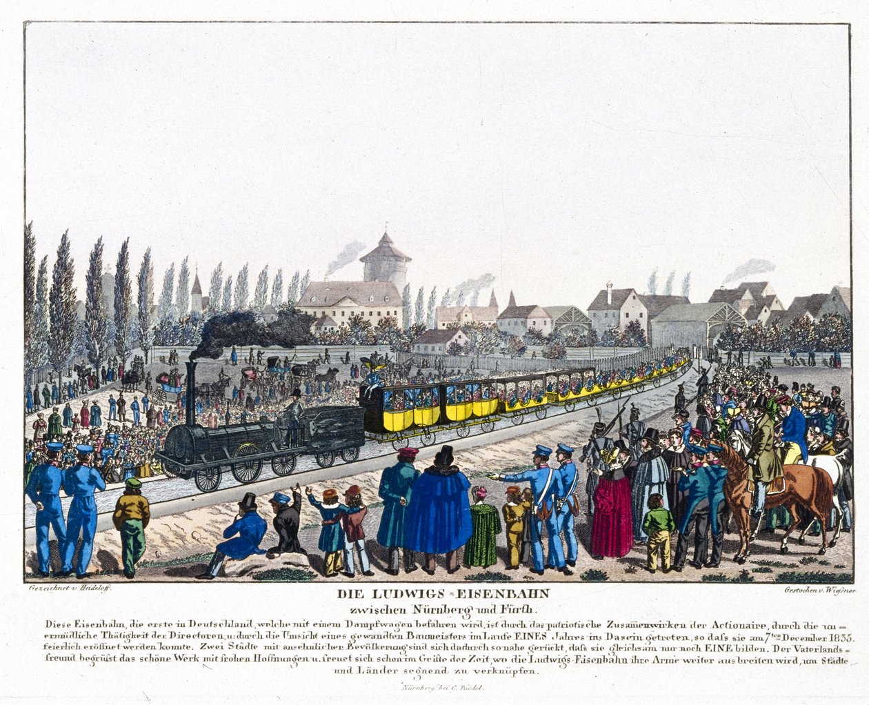 A abertura da estrada de ferro Nuremberg-Furth, 7 de dezembro de 1835 de German School