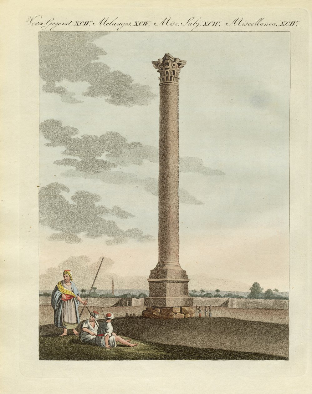 A coluna Pompeiana (gravura colorida) de German School