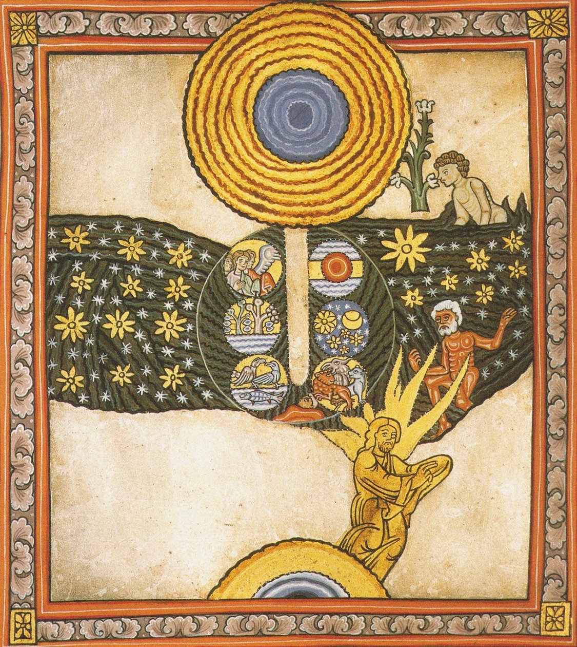O Redentor. Miniatura de Liber Scivias de Hildegard de Bingen, c.1175 (aguarela sobre pergaminho) de German School