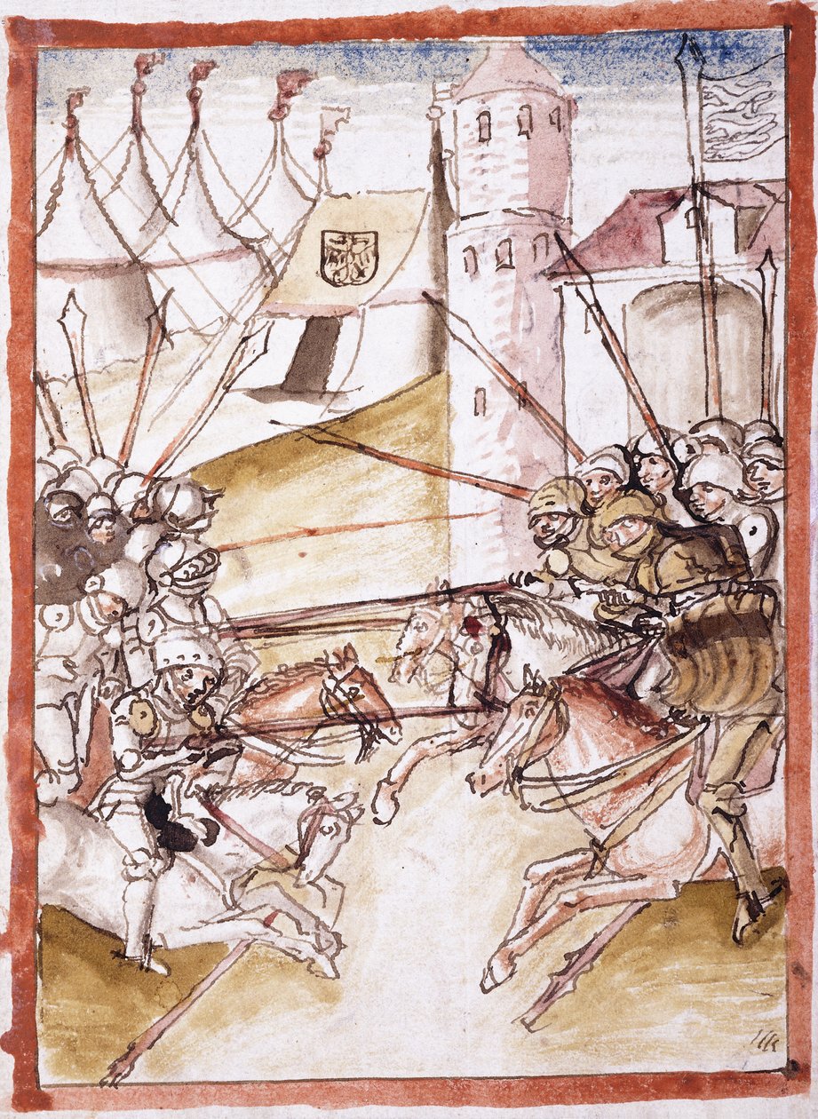 Os romanos atacando Augsburg, c.1490 de German School