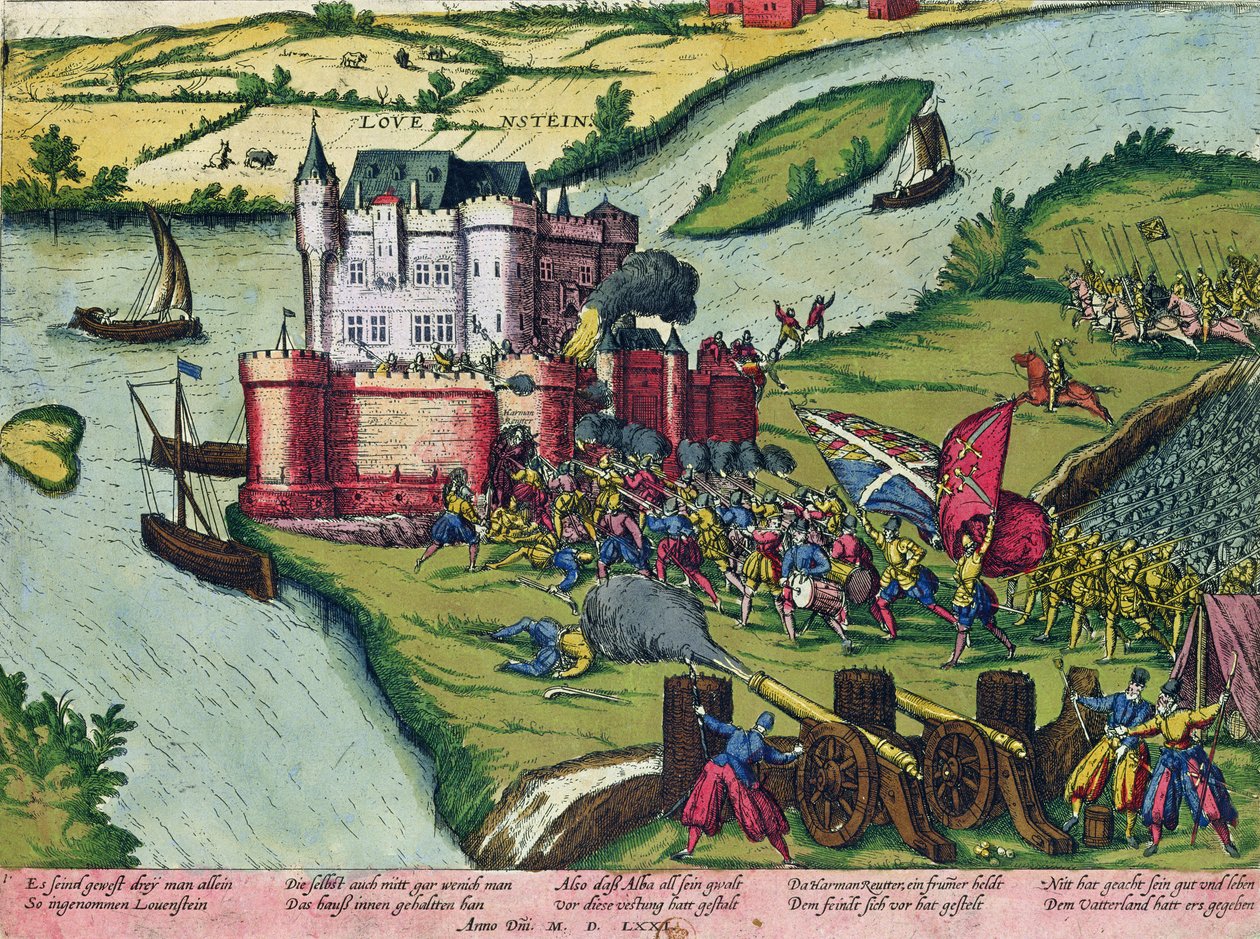 O cerco de Lovaina e o heroísmo de Harman Reuter contra as forças espanholas em 1571 (ver também 88468) de German School