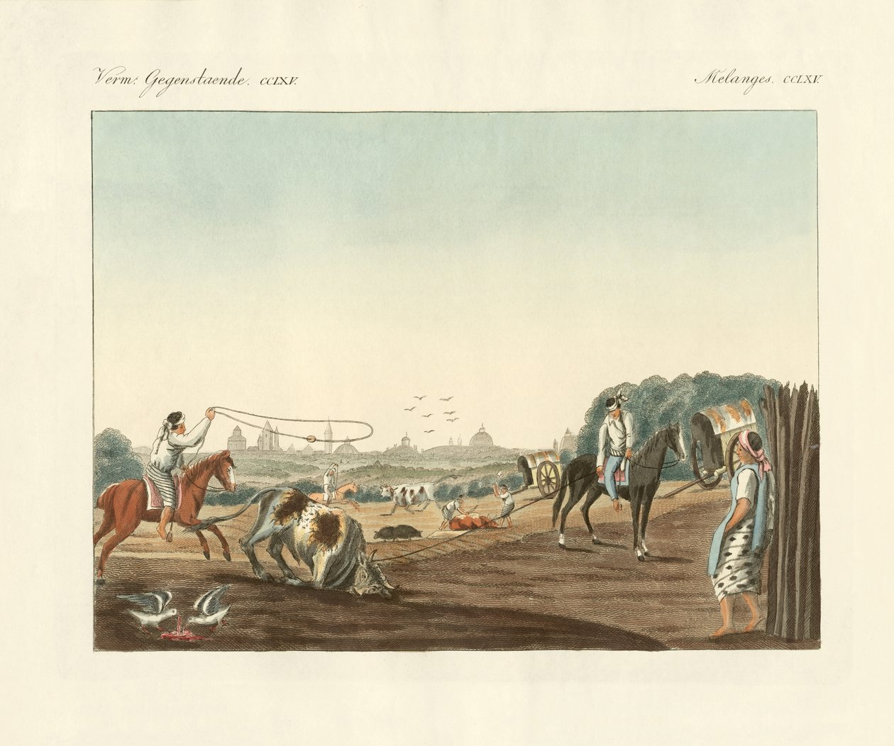 O Sul de Matadero, um dos matadouros públicos de Buenos Aires (gravura colorida) de German School