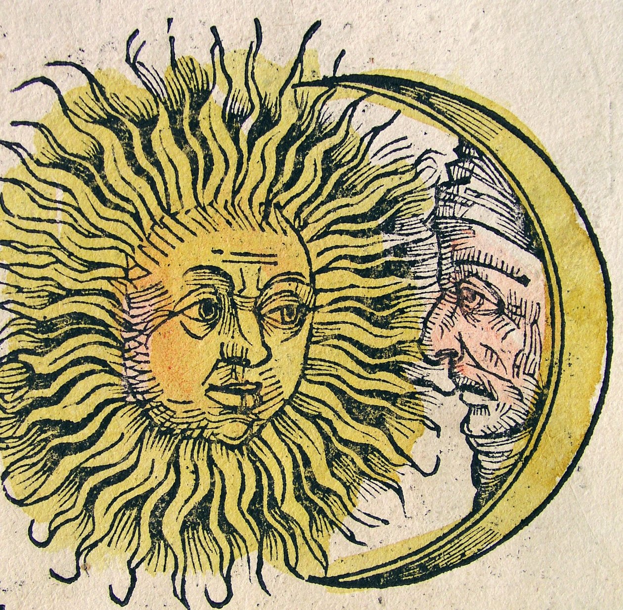 O Sol e a Lua, publicado no Nuremberg Chronicle, 1493 de German School