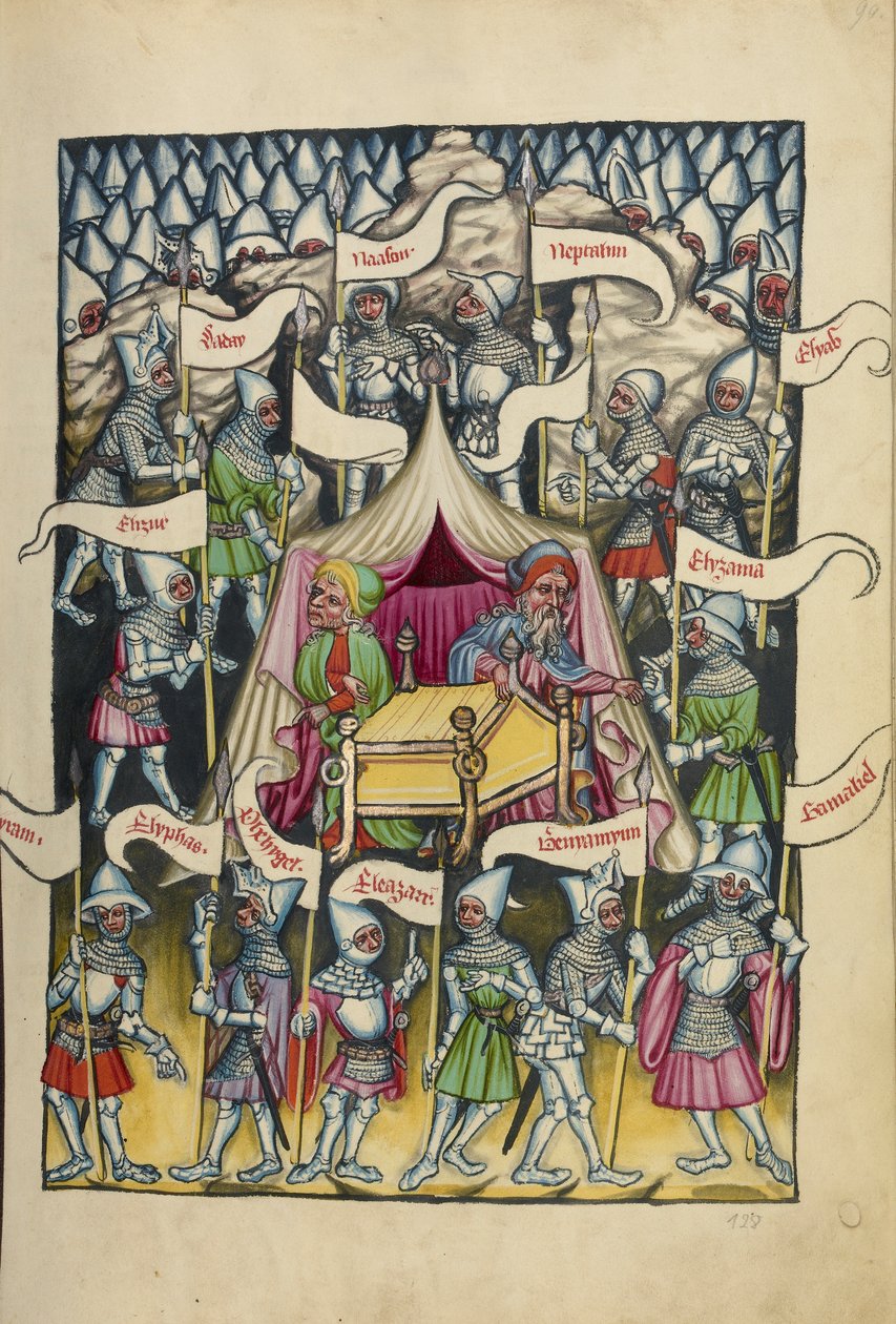 As Doze Tribos de Israel de Weltchronik Ms 33 fol.94, c.1400-10 (têmpera, tinta dourada e prateada, tinta sobre pergaminho) de German School