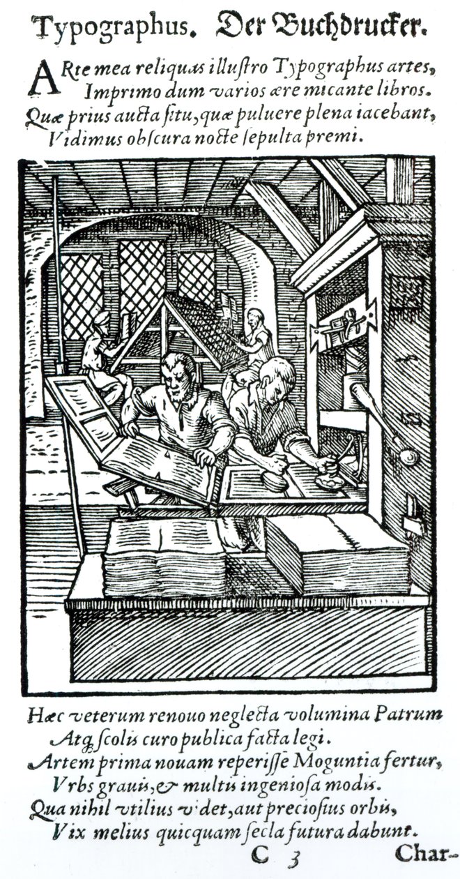 O tipógrafo, publicado por Hartman Schopper de German School