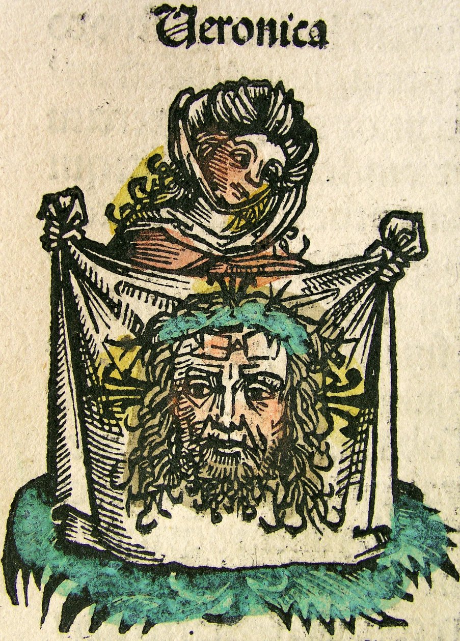 O véu de Verônica, publicado no Nuremberg Chronicle, 1493 de German School