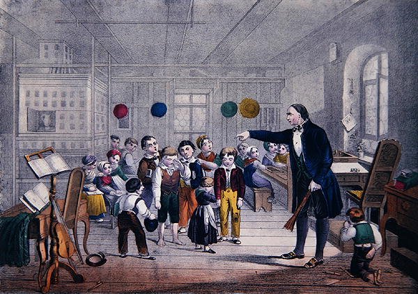 The Village Schoolmaster, c.1850 (cor litho) de German School