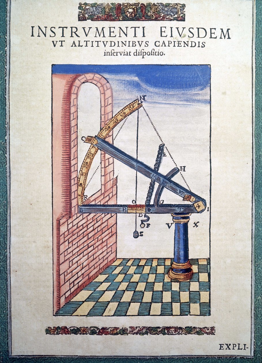 O sextante astronômico em "Astronomiae instituatae machanicia" por Tycho Brahe (1546 - 1601), Wandsbeck de German School