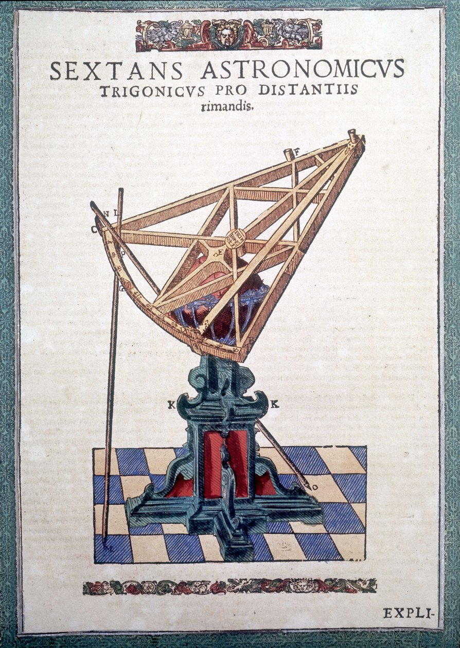 O sextante astronômico em "Astronomiae instituatae machanicia" por Tycho Brahe (1546 - 1601), Wandsbeck de German School