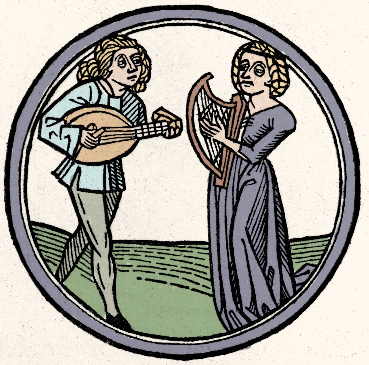 Os quatro temperamentos: fleumático (lento e apático). Xilogravura, Augsburg 1480 de German School