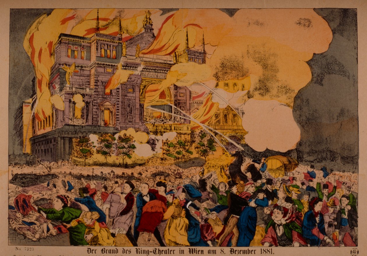 O grande incêndio no Ringtheater em 8 de dezembro de 1881, Viena, 1881 de German School