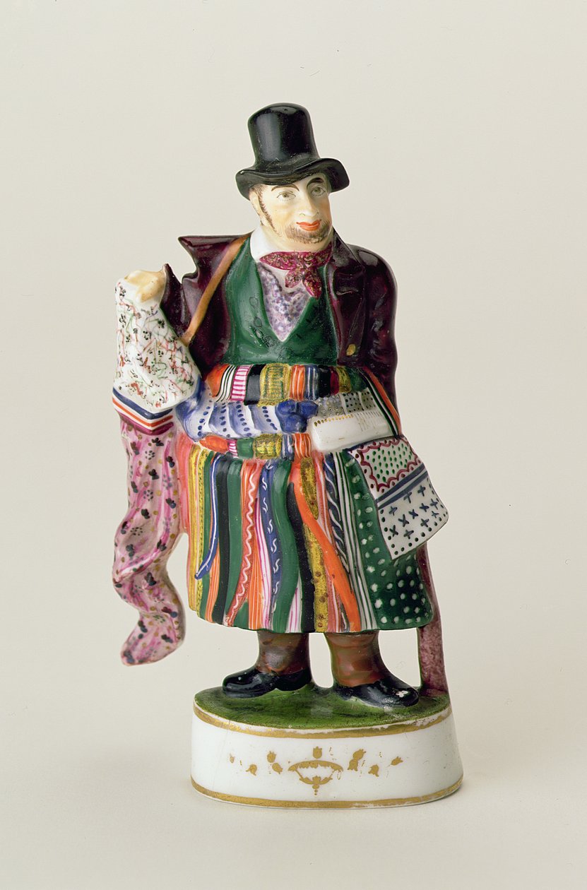 O vendedor de lenços, Meissen figura à maneira de Johann Joachim Kandler (1706-75) (cerâmica) de German School