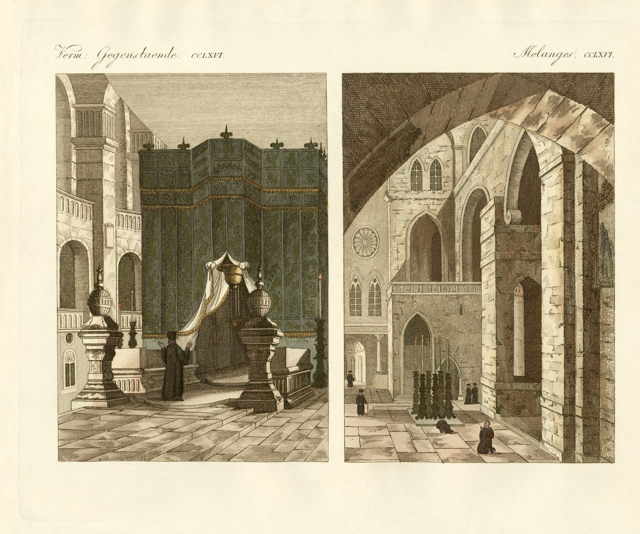 O sepulcro sagrado de Jerusalém (gravura colorida) de German School
