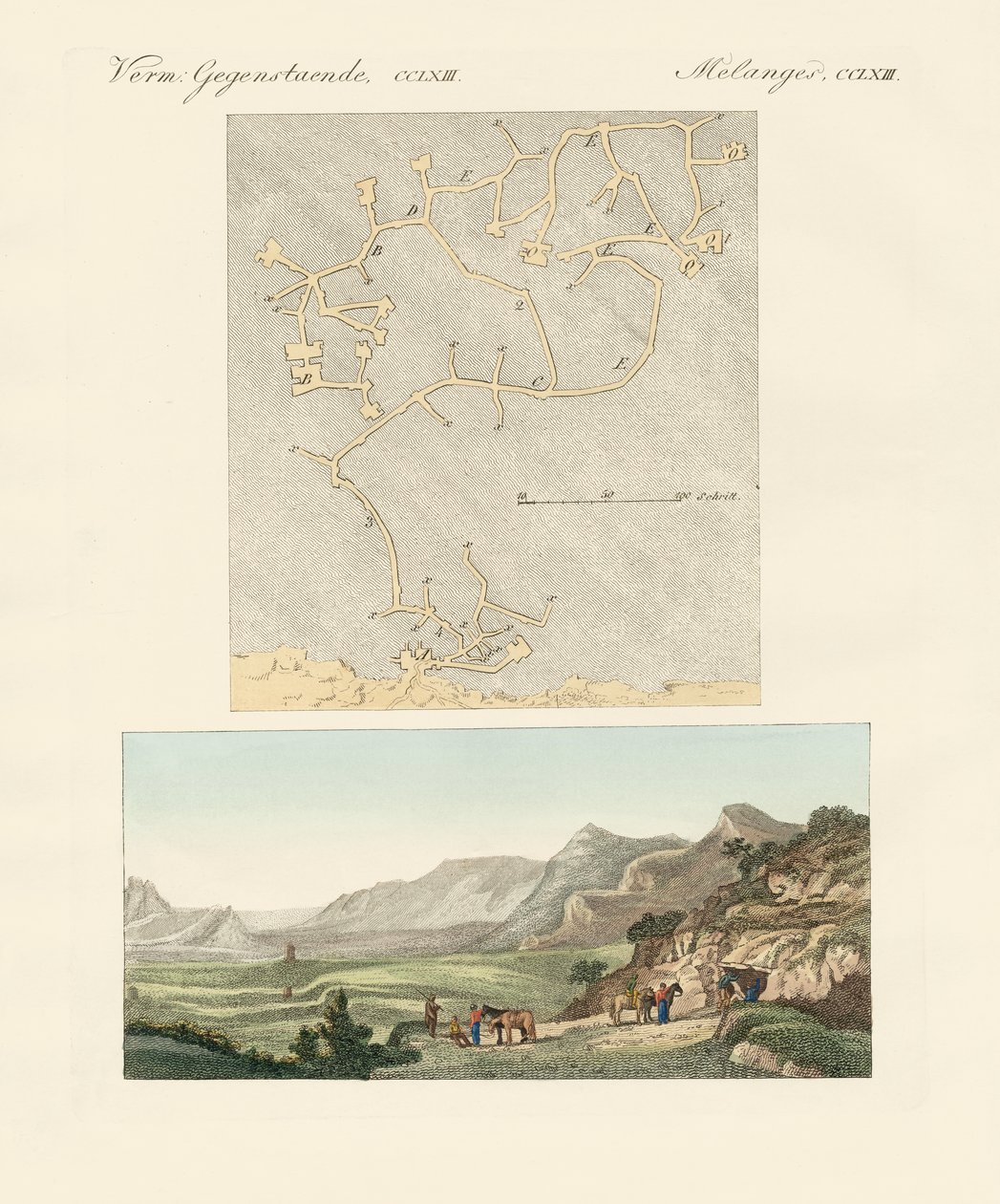 O labirinto de Creta (gravura colorida) de German School