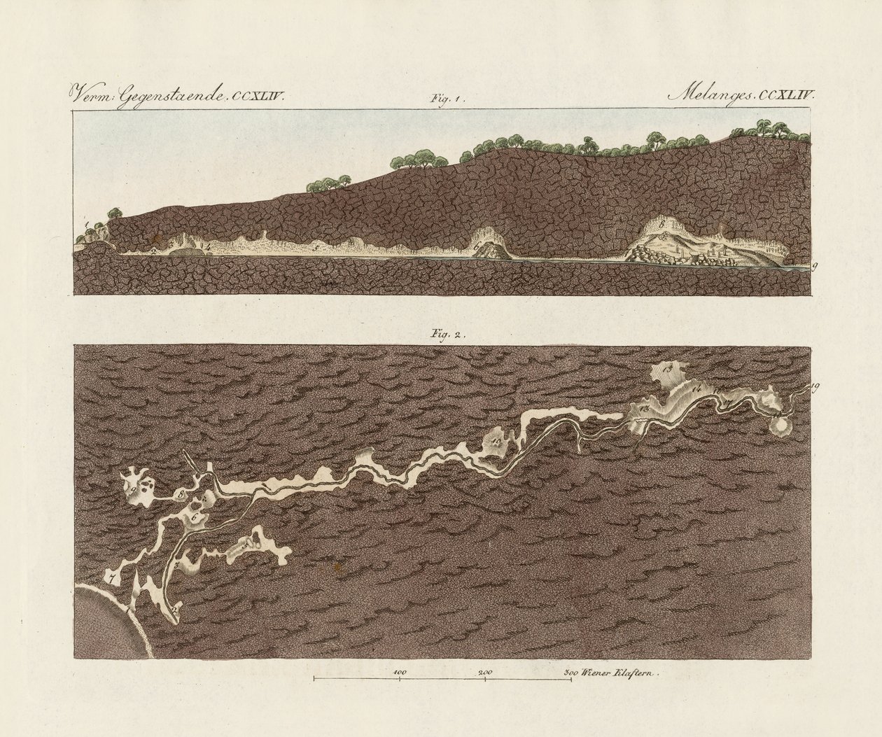 A grande caverna de Baradla perto de Aggtelek na Hungria (gravura colorida) de German School