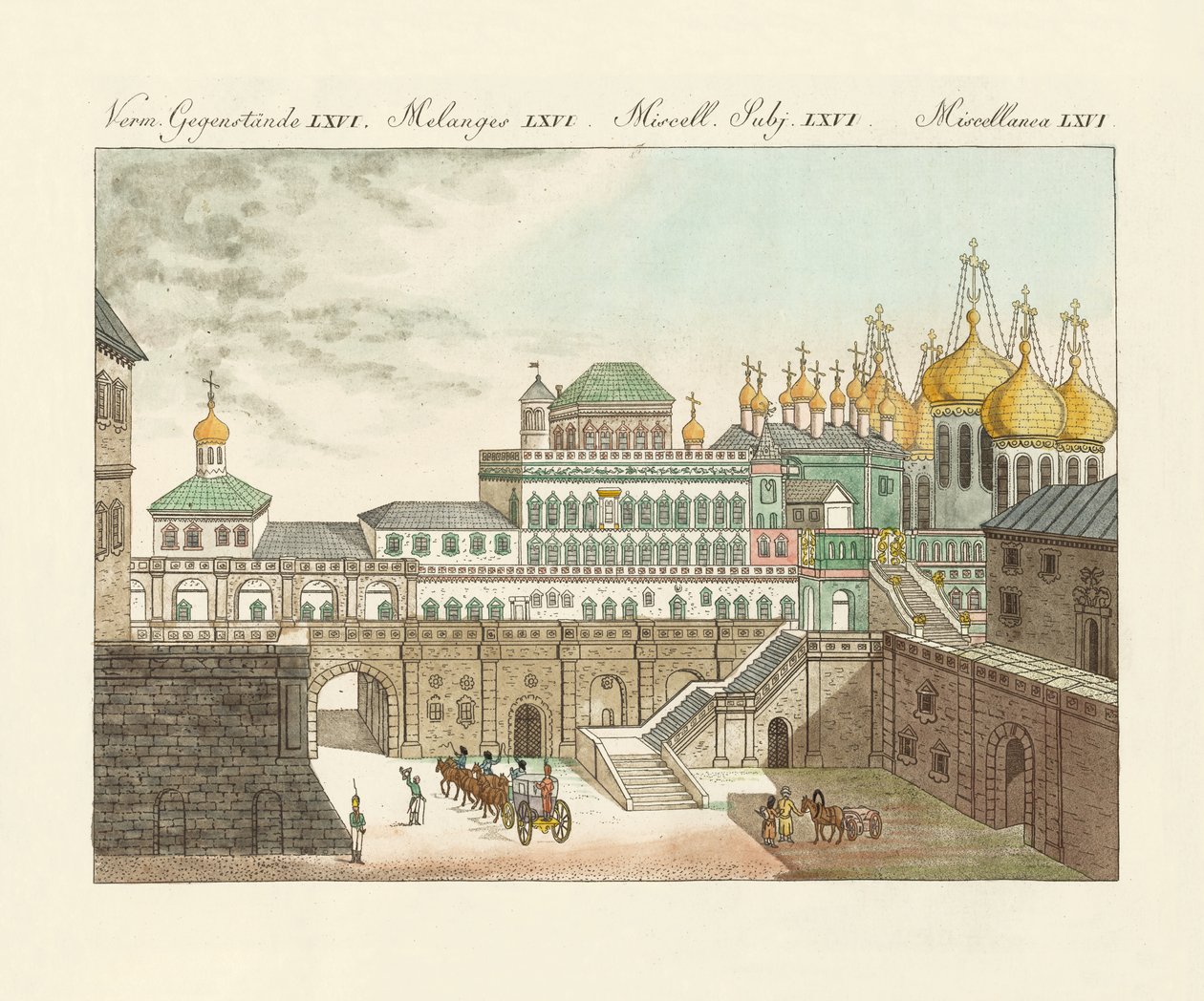 O velho palastro dos czares em Moscovo (gravura a cores) de German School