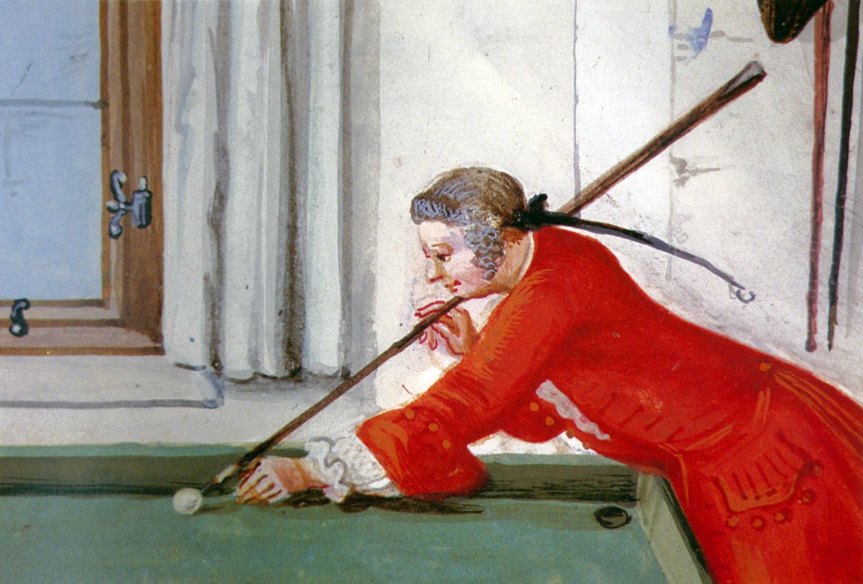 As origens do bilhar, c. 1745 (aguarela) de German School