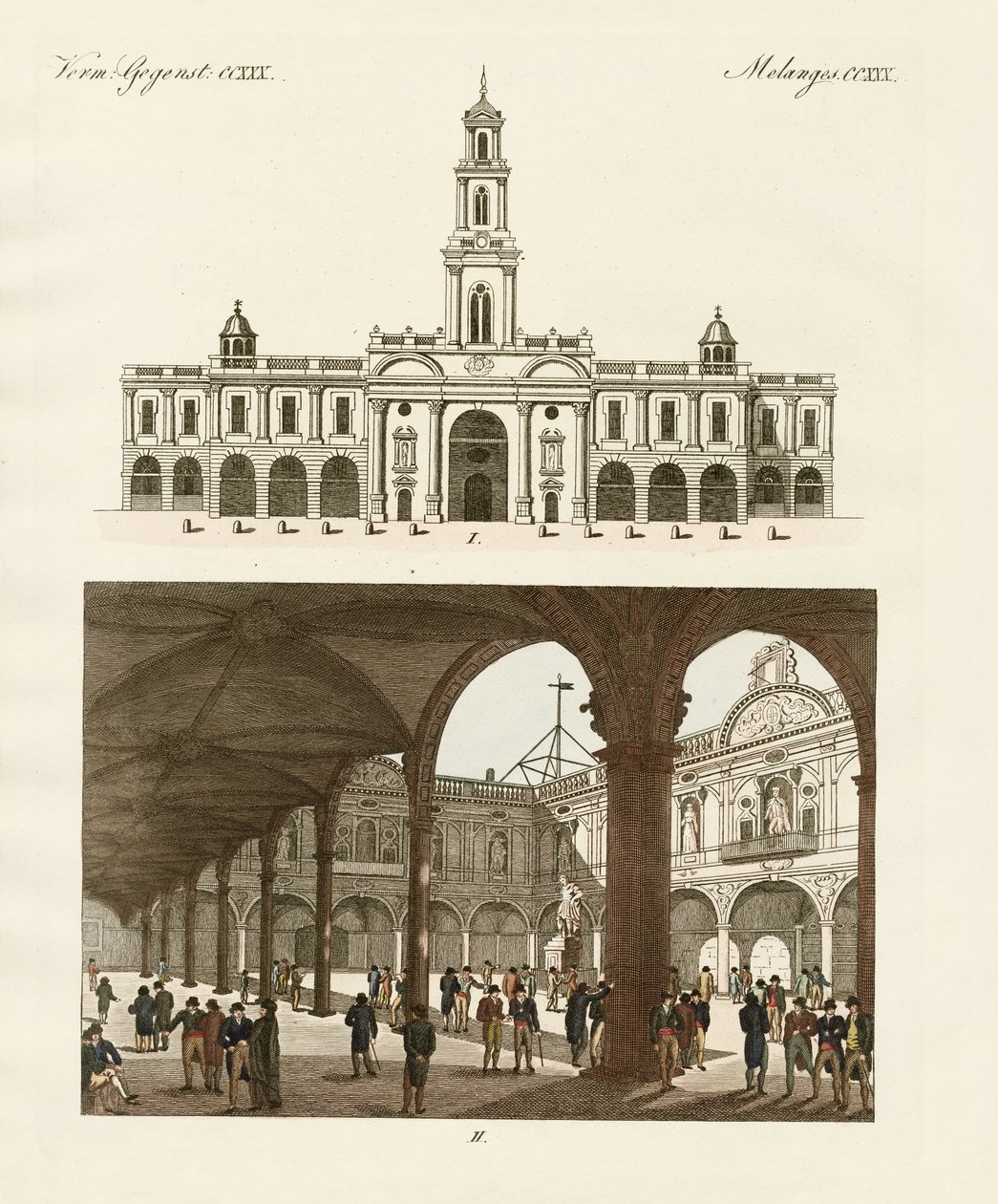 O estoque de Londres (gravura colorida) de German School