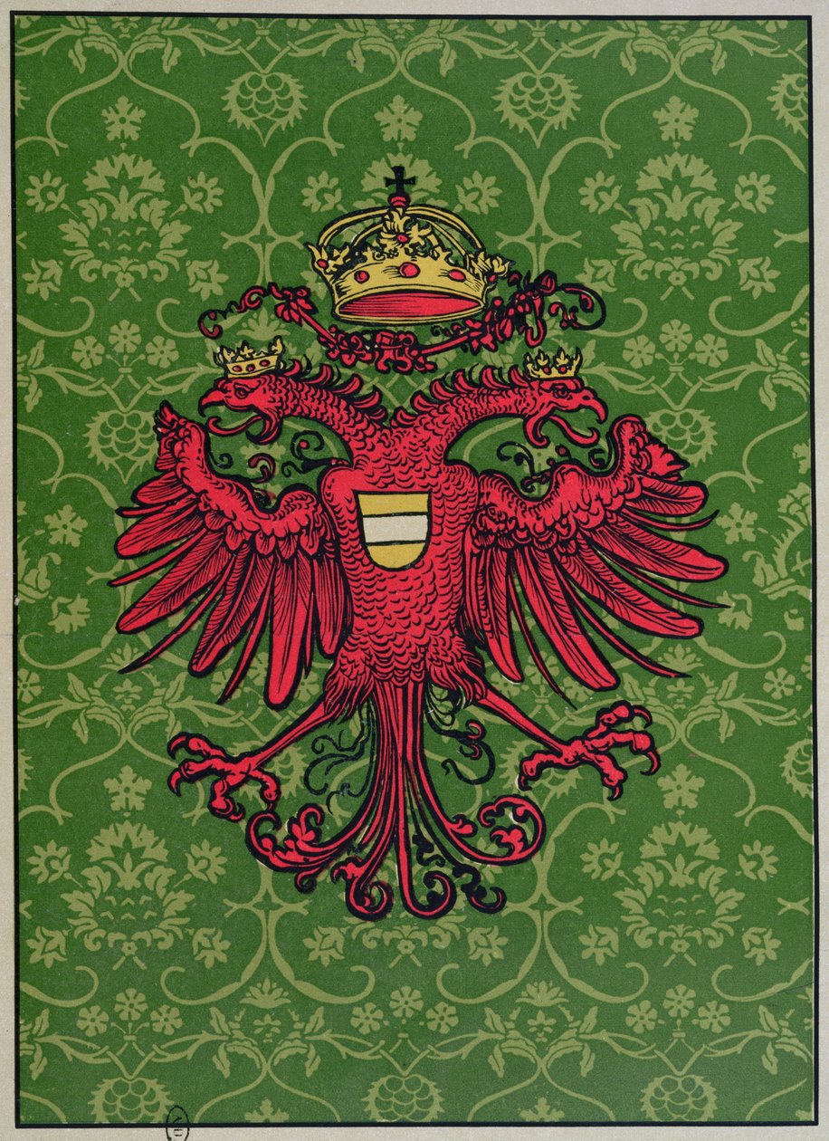 A águia de duas cabeças de Maximiliano I (1459-1519) de German School