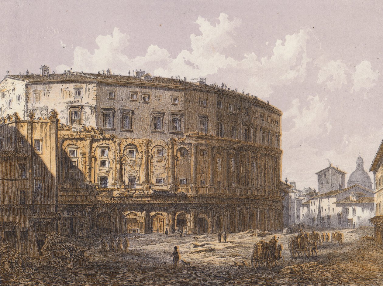 Teatro de Marcelo, Roma (litografia a cores) de German School