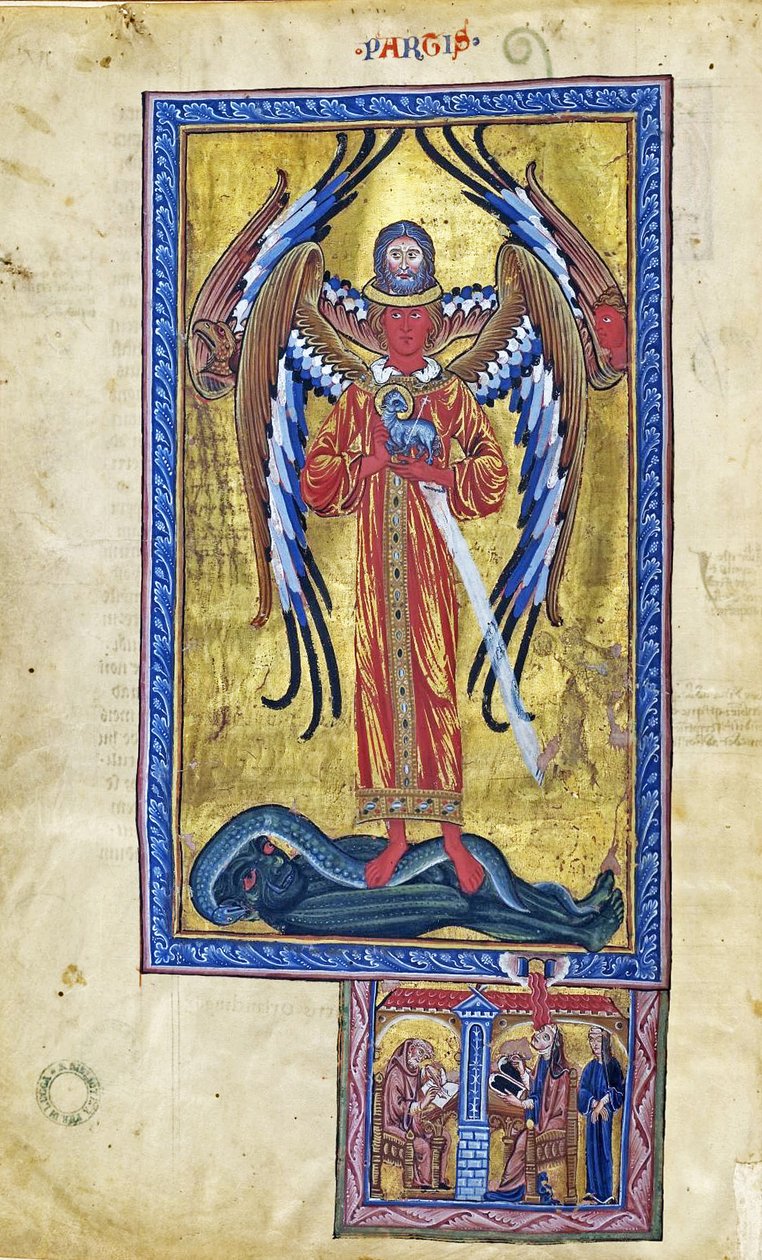 Teofania do Amor Divino (Visão da Liber Divinorum Operum), c.1220-30 (gouache em pergaminho) de German School